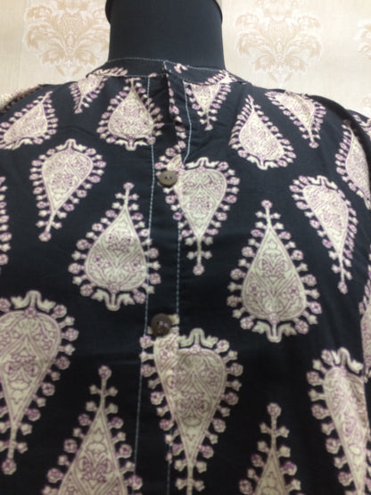 Black Paisley Print Cotton Tunic