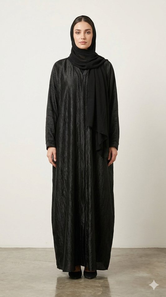 Shimmering Metallic Crinkle Abaya