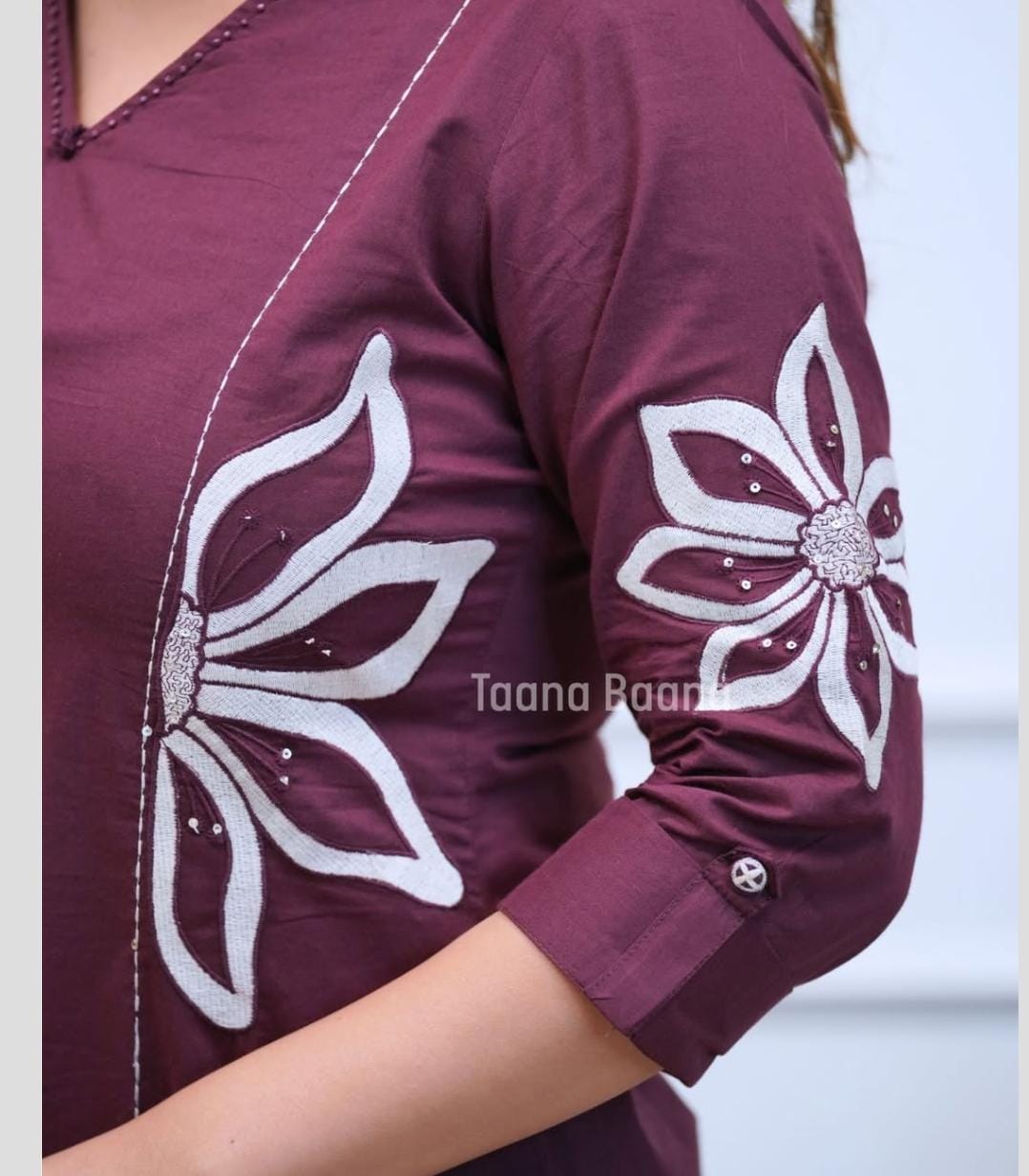 Nafisa Maroon Floral Printed Kurta & Palazzo Set