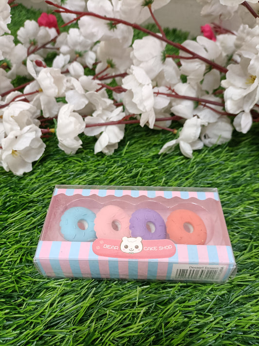 Kawaii Dessert Shop Eraser Set – 4-Piece Cute Collectible Stationery