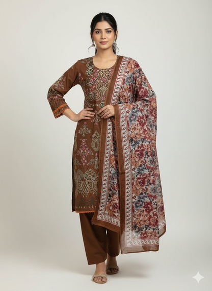 Pakistani dress Brown color