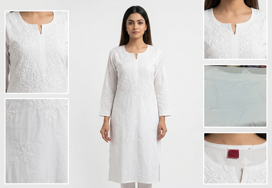 white Lucnowi kurta