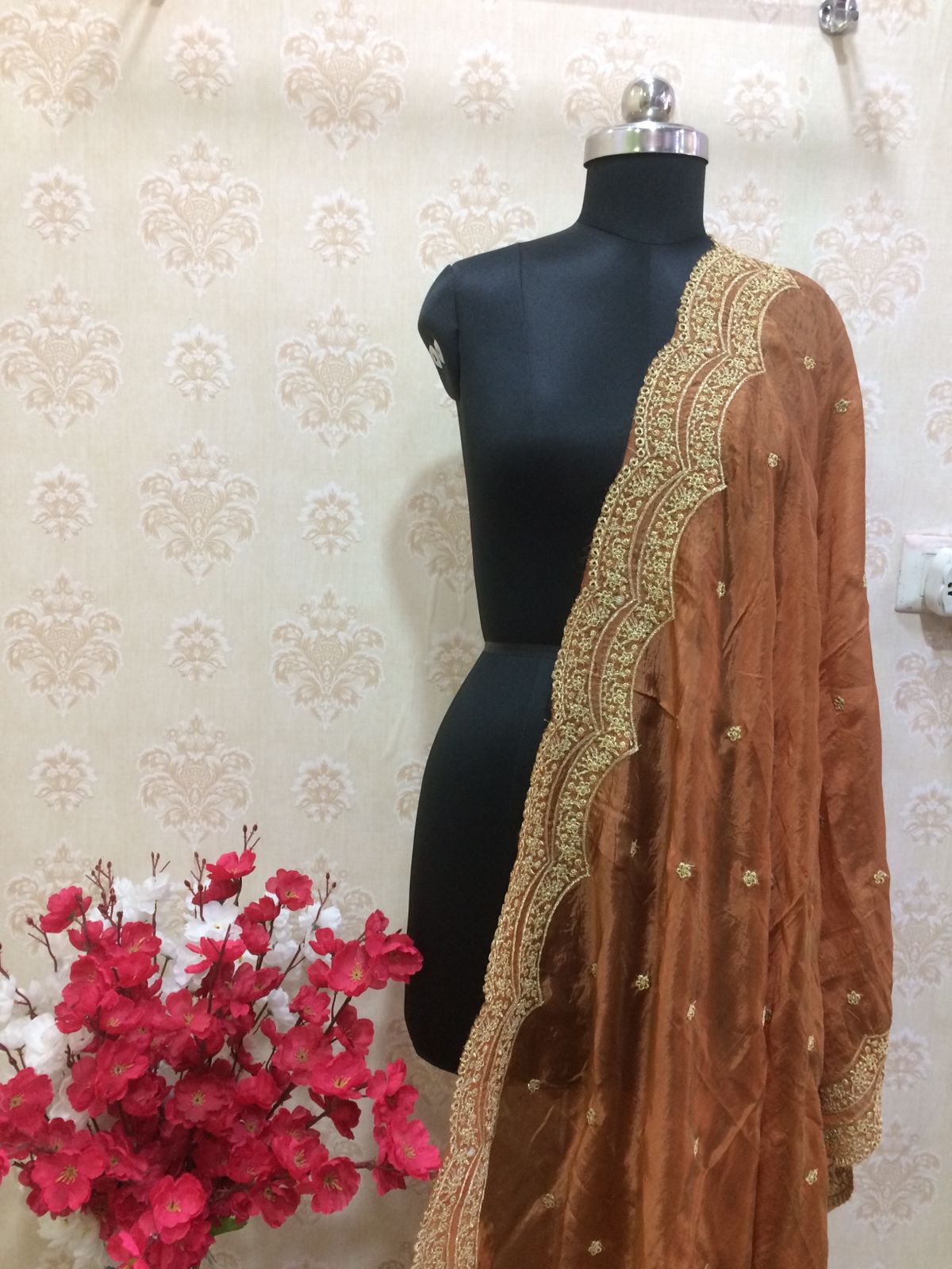 Heavy Silk dupatta with heavy golden work
