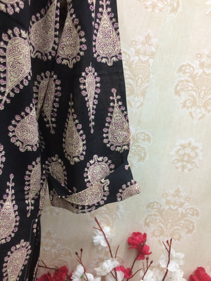 Black Paisley Print Cotton Tunic