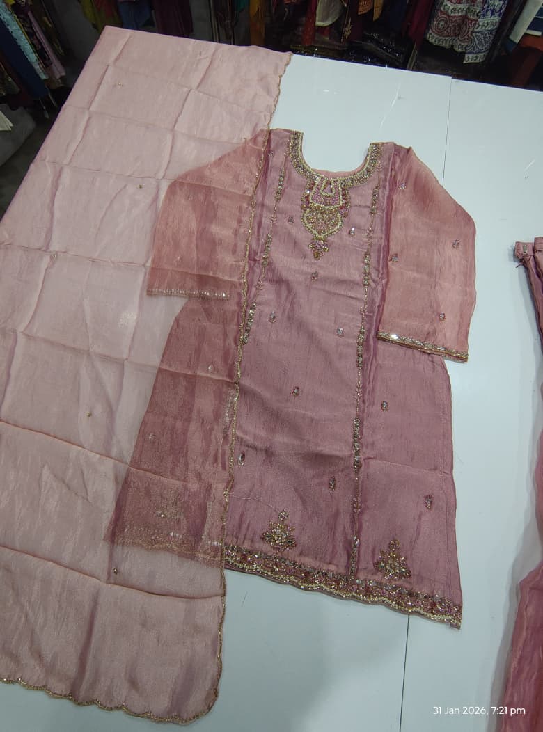 Zuzia Blush pink hand embroidered sharara set
