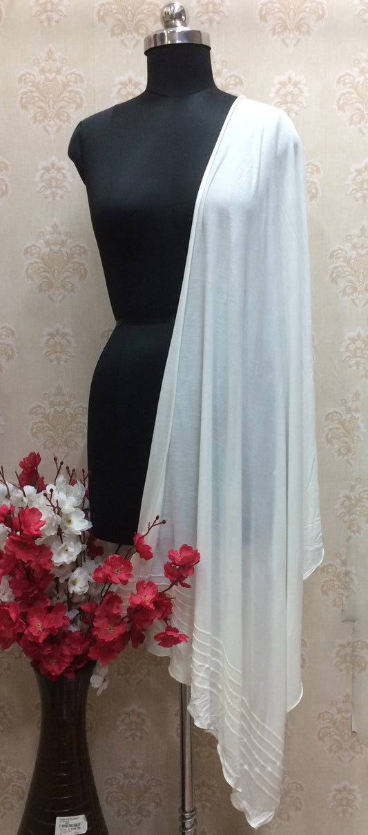 Jersey pure white dupatta with border pleated