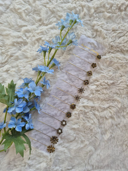Antique Silver Floral Hijab & Scarf Pin Set – 12 Piece Vintage Collection