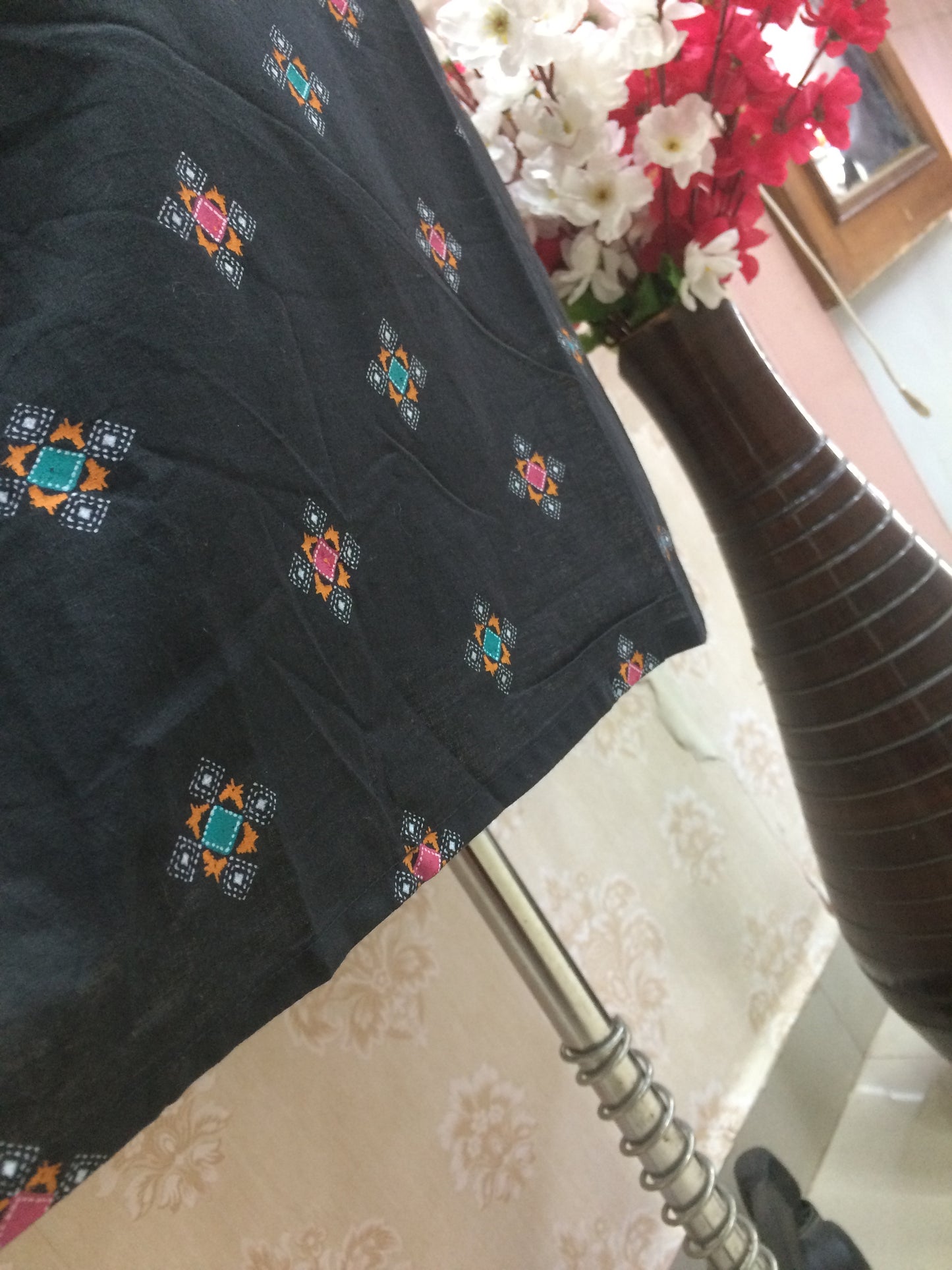 Black Cotton Printed Kurti for Women