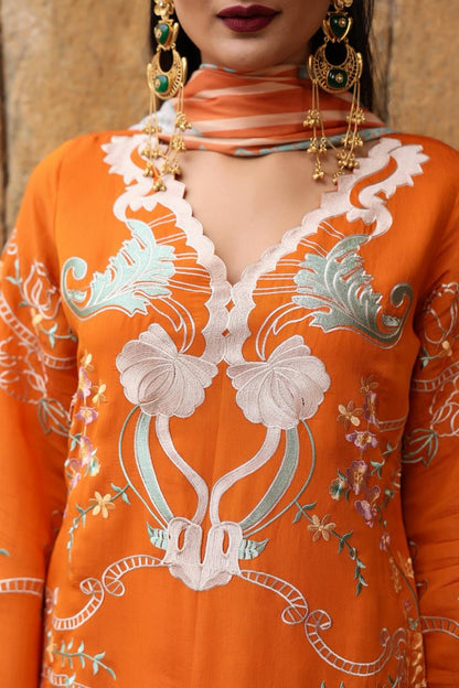 Embroidered Kurta Set with Straight Pants & Dupatta