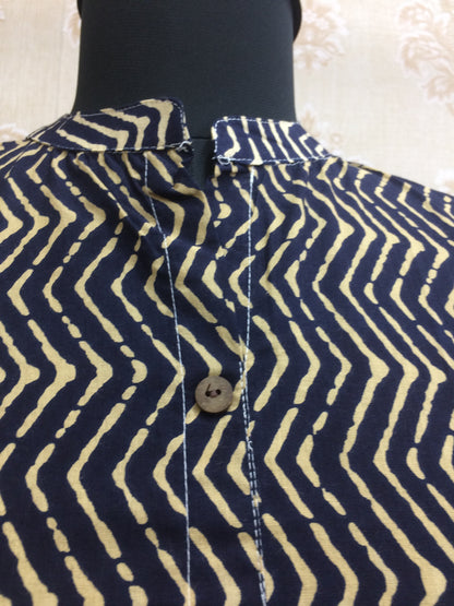 Classic Zigzag Print Cotton Short Kurti Tunic