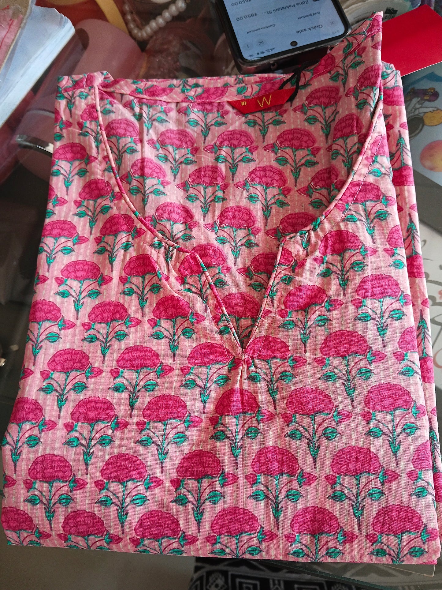 W peach kurti
