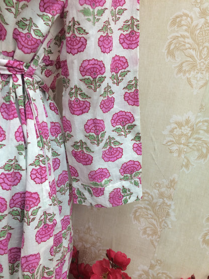Floral Printed Cotton Kurti with Pleated Yoke with tiered