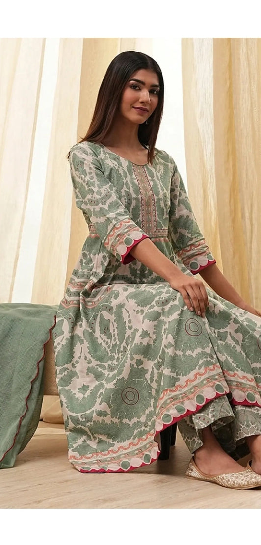 Abia Biba green anarkali