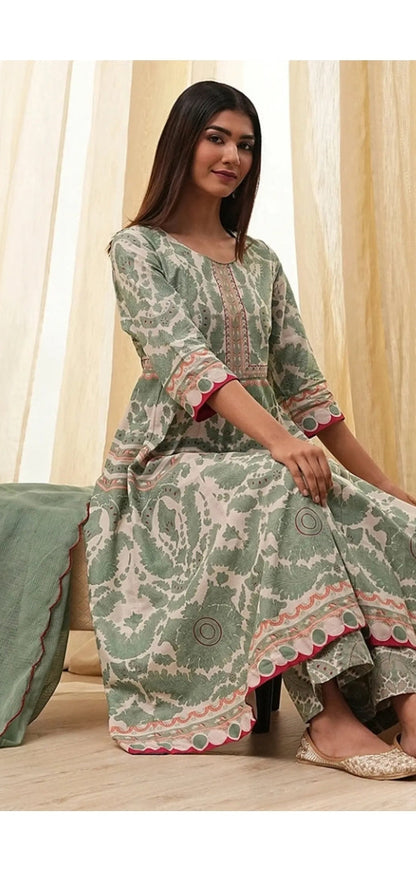 Abia Biba green anarkali