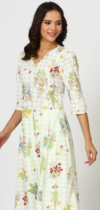 Alana W White red flower a-line style