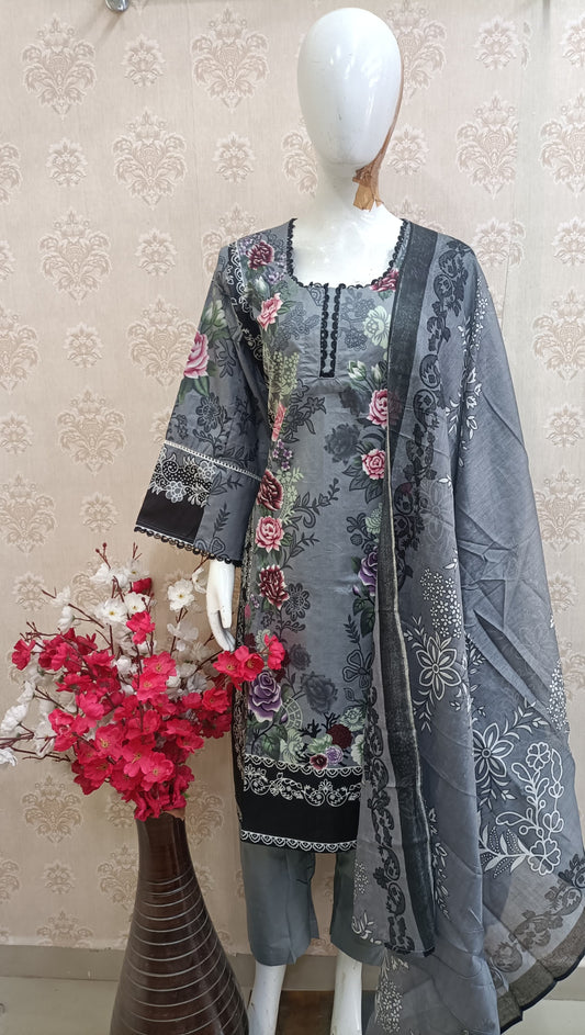 Mihra Pakistani Style Suit 3 Piece Cotton