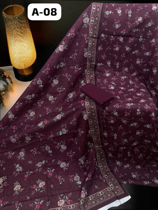 Bin Saeed Unstitched Printed Lawn 3-Piece Suit