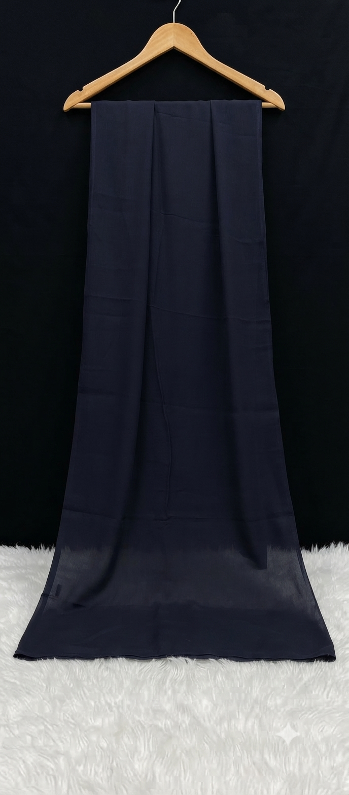 Elegant Solid Navy Blue Cotton Dupatta
