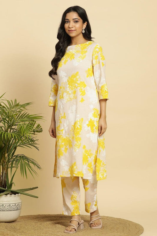 Sunshine Petals: Yellow & Cream Floral Co-ord Set