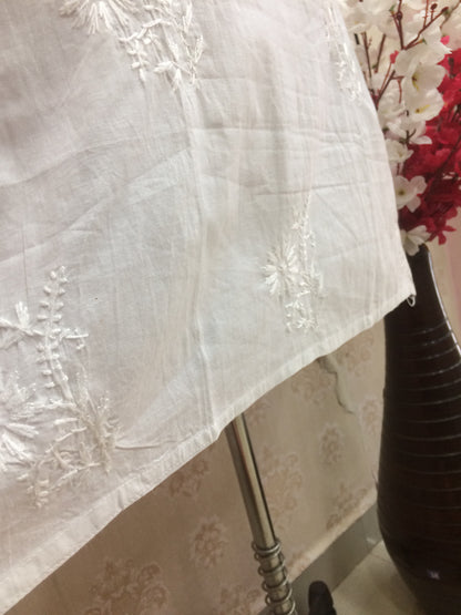 white cotton Chikankari Kurti
