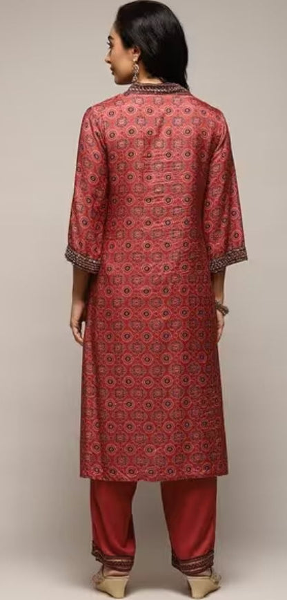 Anahi Biba red gaji silk skd
