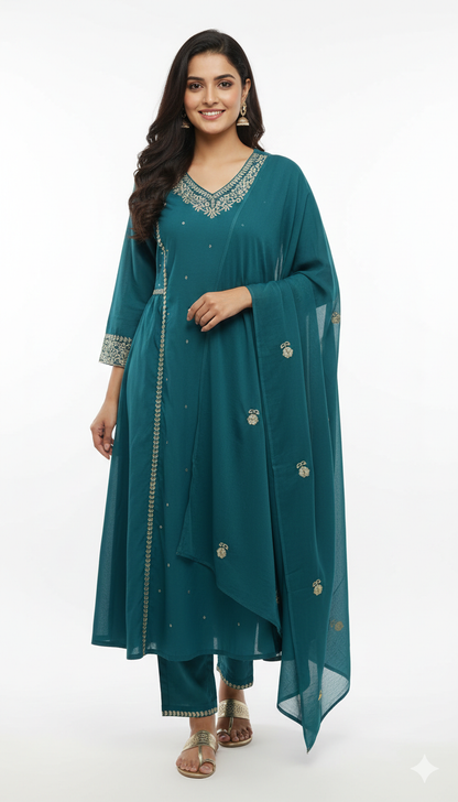 Nomi Elegant Embroidered Mauve Kurta pent Set