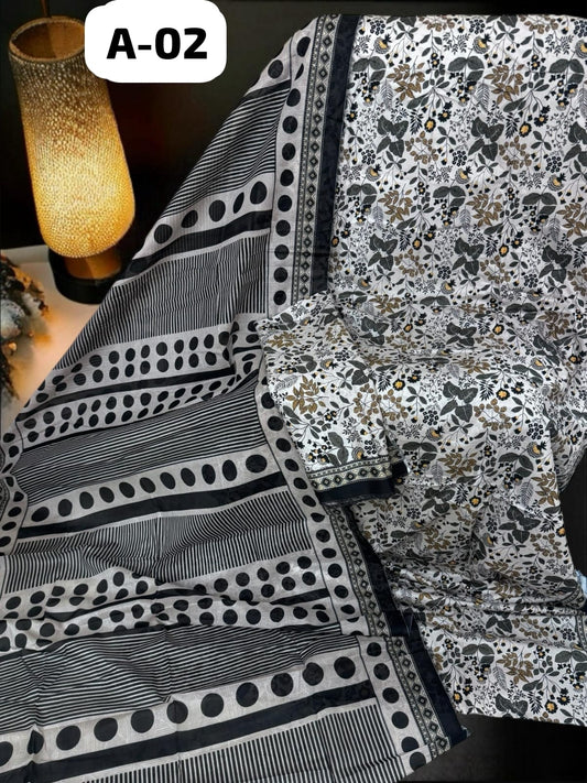 Bin Saeed Unstitched Printed Lawn 3-Piece Suit