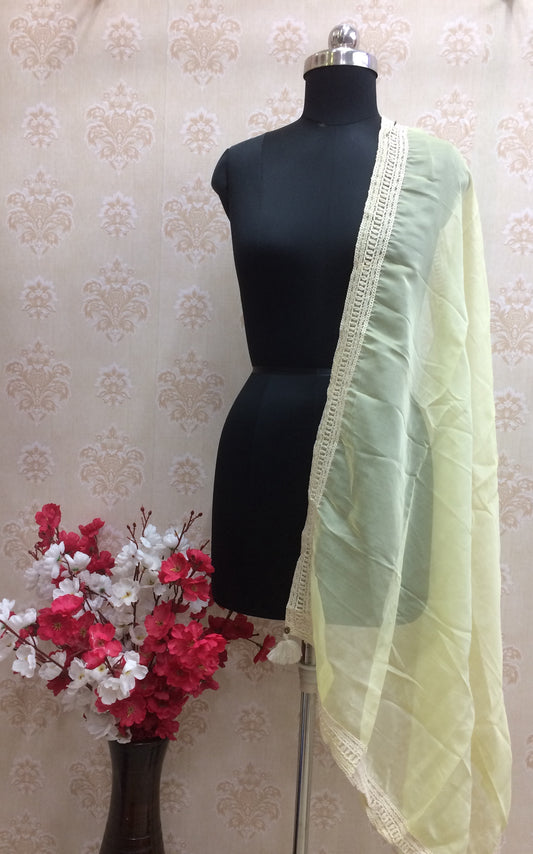 Light Yellow Dupatta with Lace Border