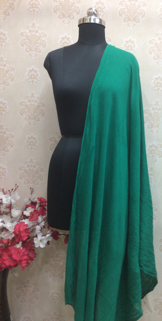 Plain cotton bottle green dupatta