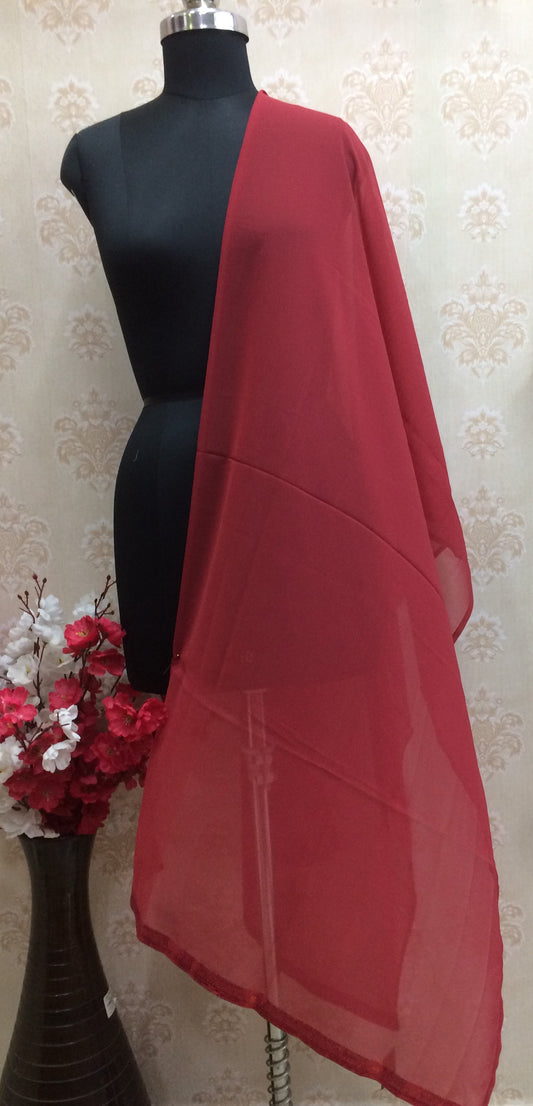 Red chiffon dupatta tikdi border