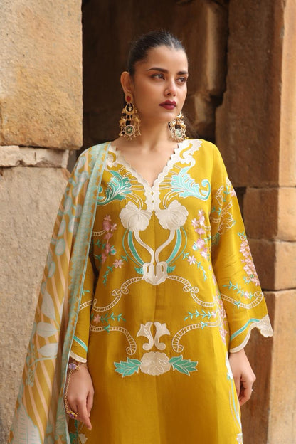 Embroidered Kurta Set with Straight Pants & Dupatta