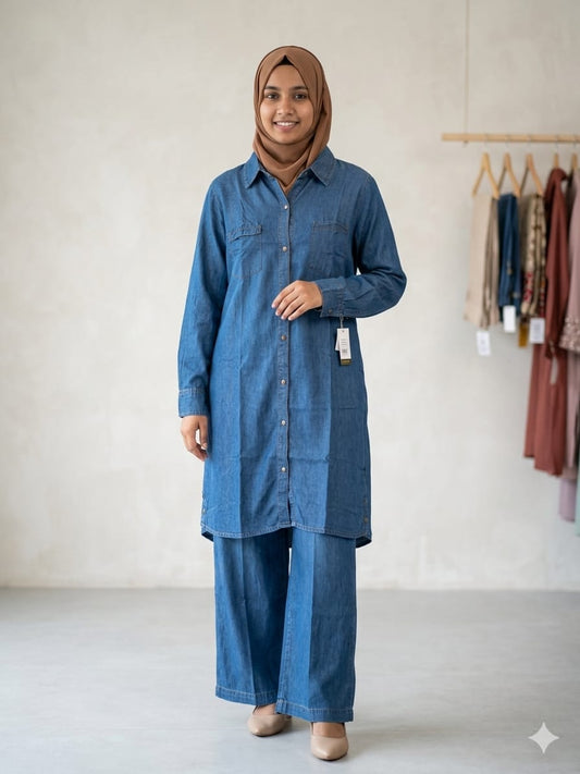 Longline Denim Cord set