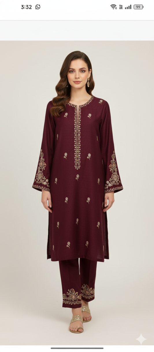 Flutter By Burgundy floral embroidered