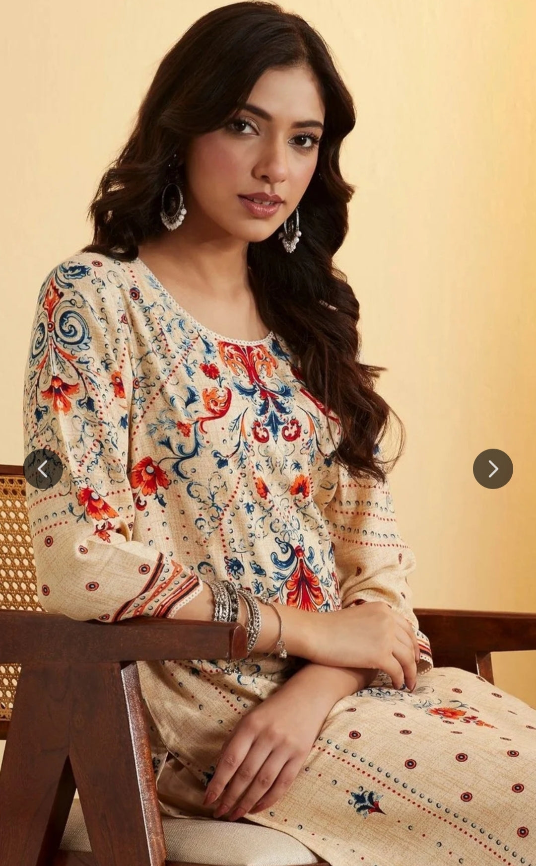 Biba Elegant Cream Printed Kurta