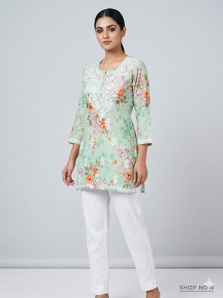 Zuri Lucknowi Green kurti