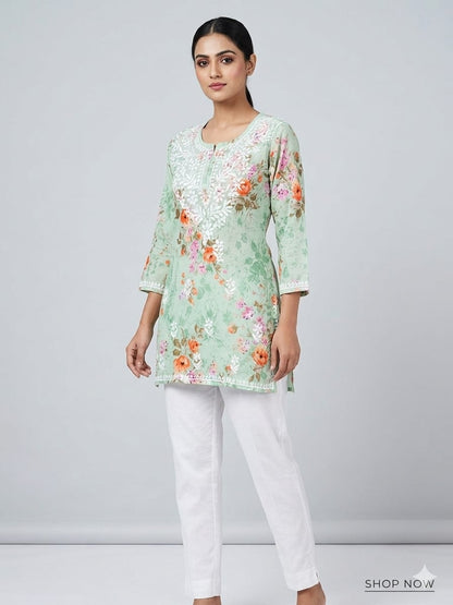 Zuri Lucknowi Green kurti