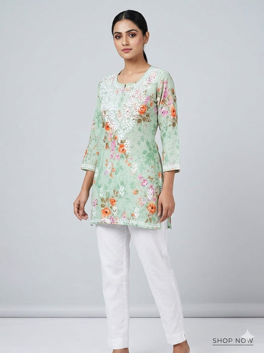 Zuri Lucknowi Green kurti