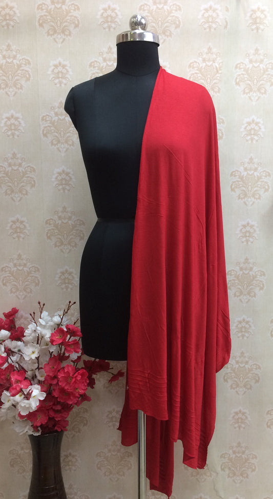 Maroon jersey duptta with pleated border