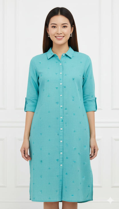 Aqua Teal Cotton Kurti.