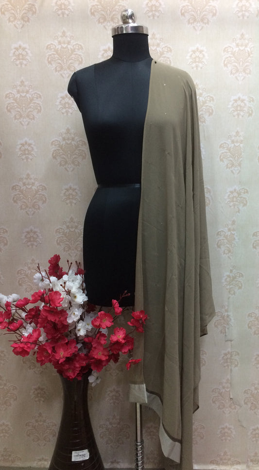 Chiffon gray dupatta with light gray border
