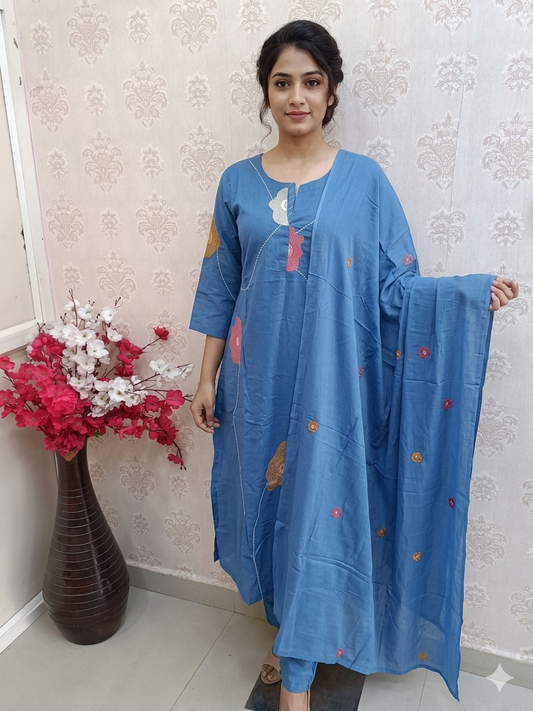 Blue Cotton Kurta Set