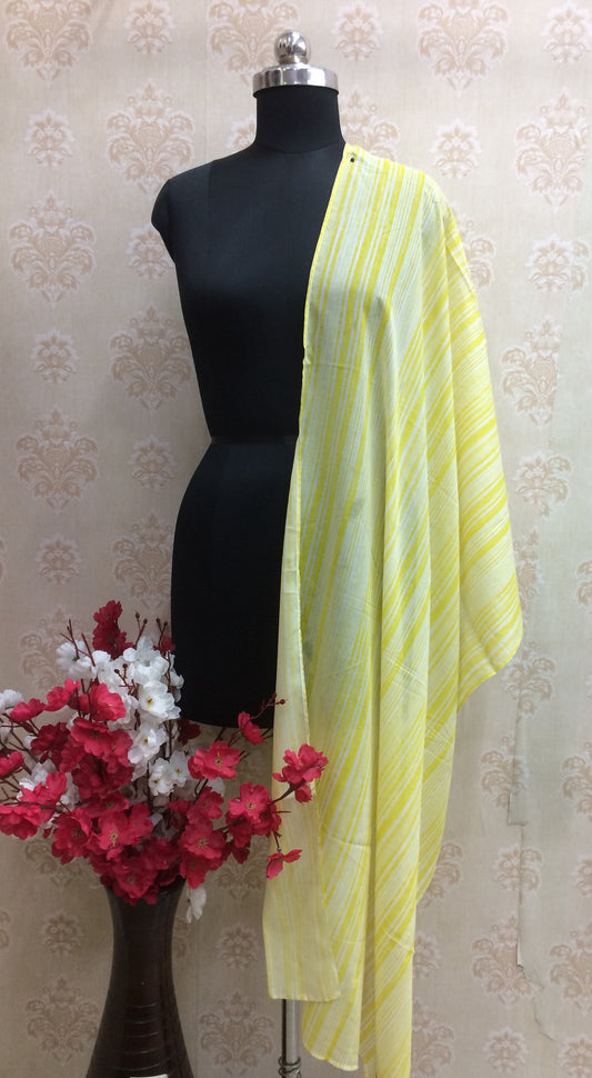 Sunshine Yellow & White Striped Dupatta