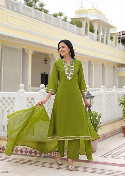 Sumaiya Olive Green Anarkali Kurta Set