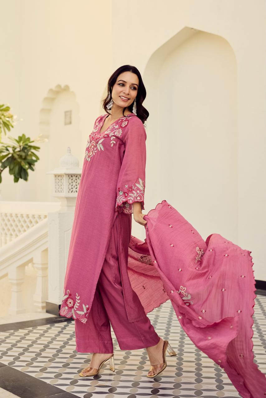 Mariya Embroidered Chanderi Silk Suit Set