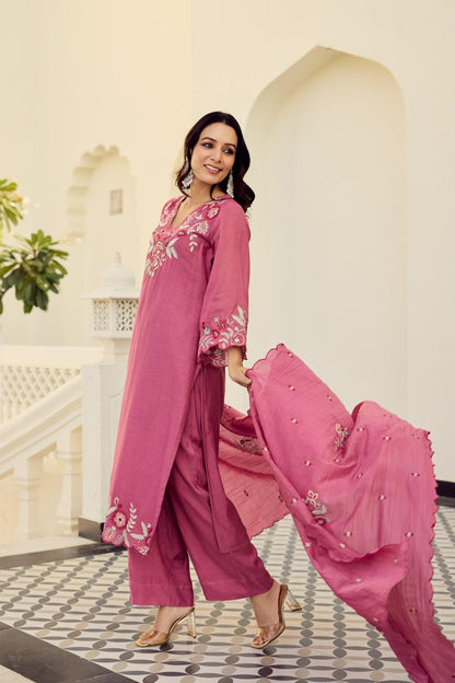 Mariya Embroidered Chanderi Silk Suit Set