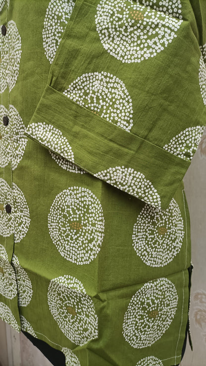 Green Printed Cotton Kurti