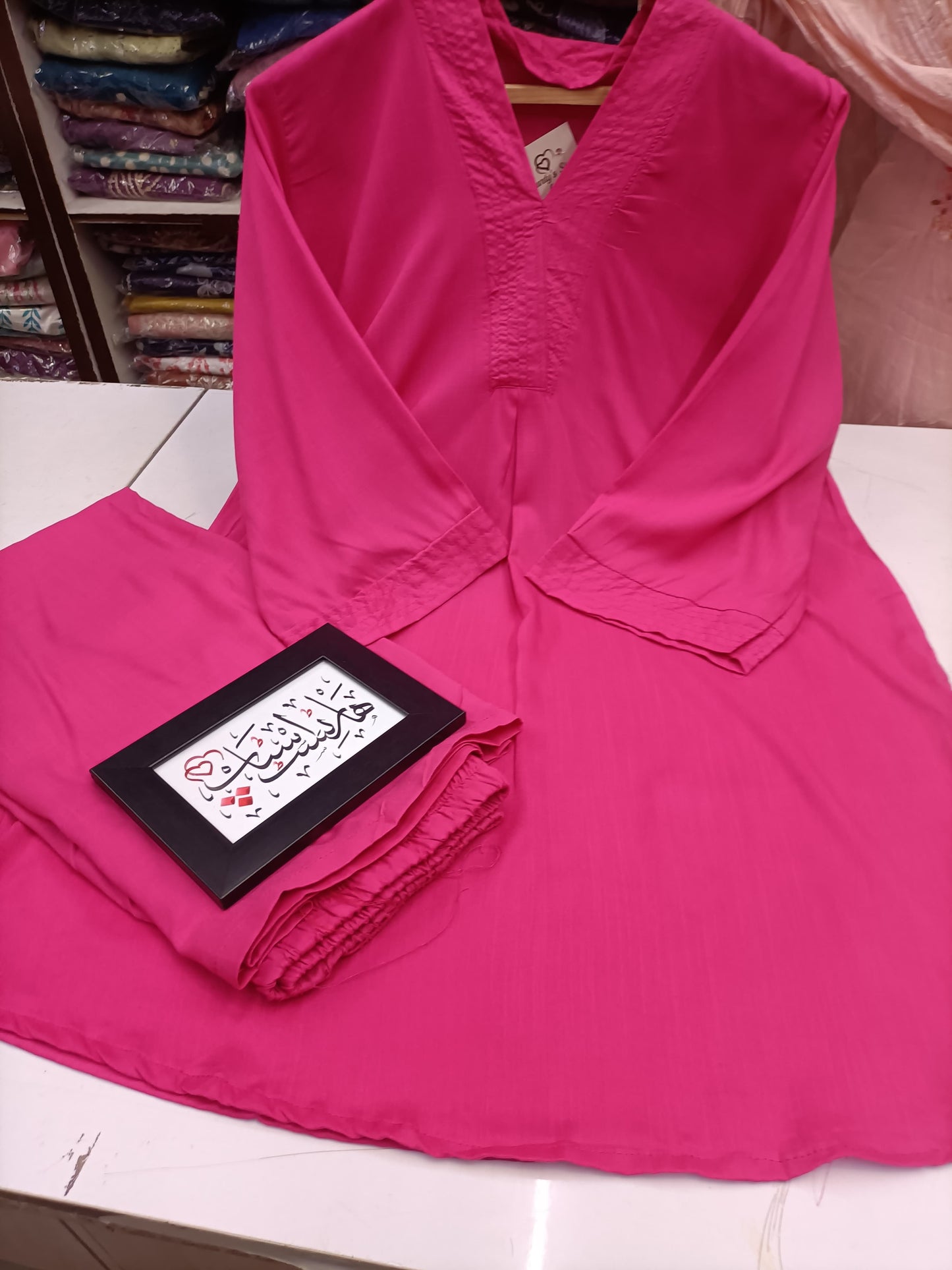 Cotton Co-ord Set - V-Neck Tunic & Wide-Leg Trousers