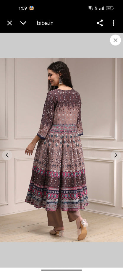 Akira Biba brown anarkali dress