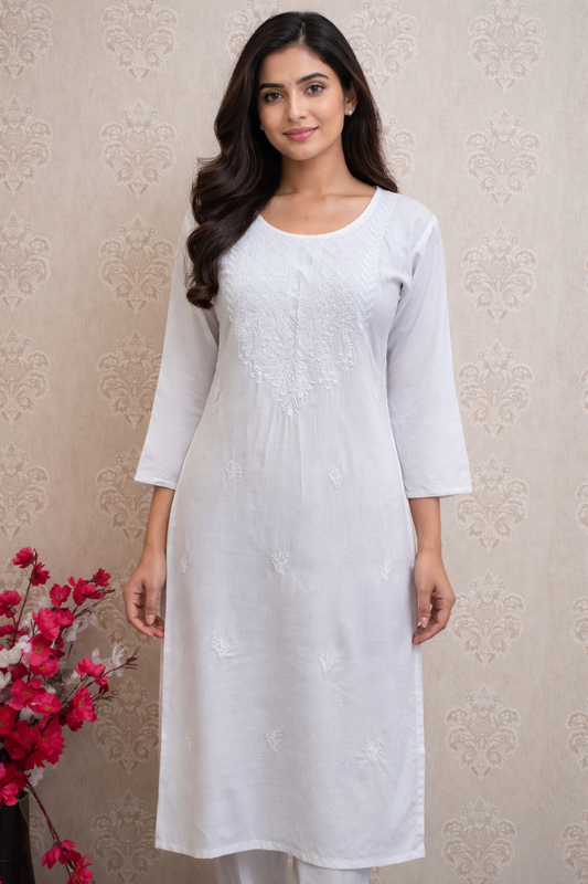 White Chikankari kurti