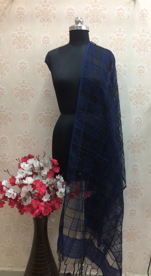 Navy blue checkred dupatta